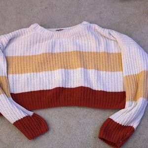 Miami Women's Sweater in Red, Cream, and Tan